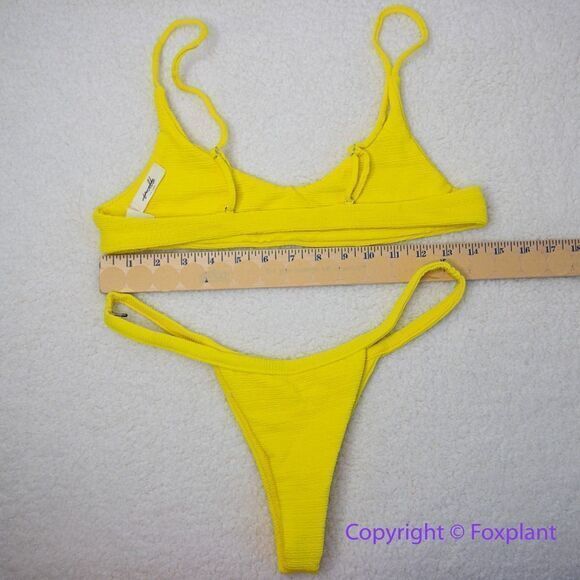 New! Set! Mello the Label low‎ cut top and Brazilian bottom Limao yellow, size M - Picture 5 of 16